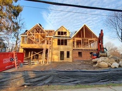 Full-frame residential construction on a New York property